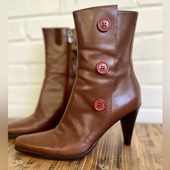 Vintage Donald J Pliner 100% Leather Zipper Linda Boots, SZ 5.5 - Picture 2 of 6